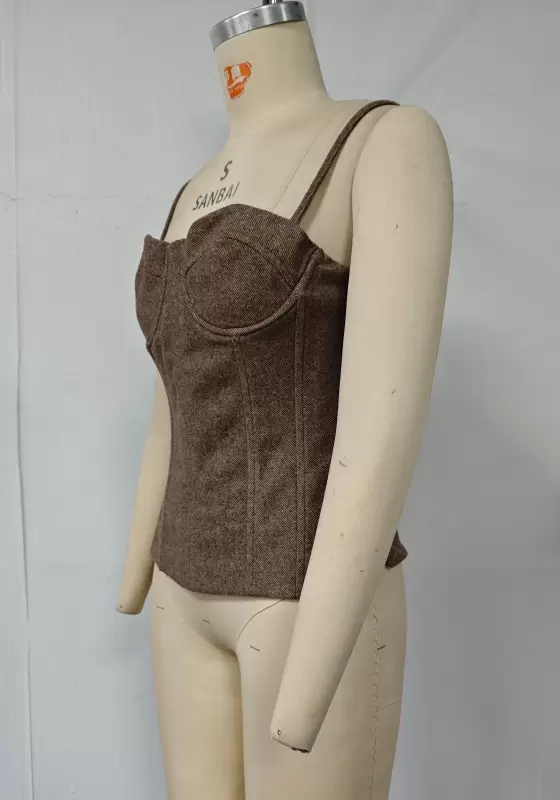 Tweed Corset Cami Top & Mini Skirt Set - Tailored Bustier Outfit for Women