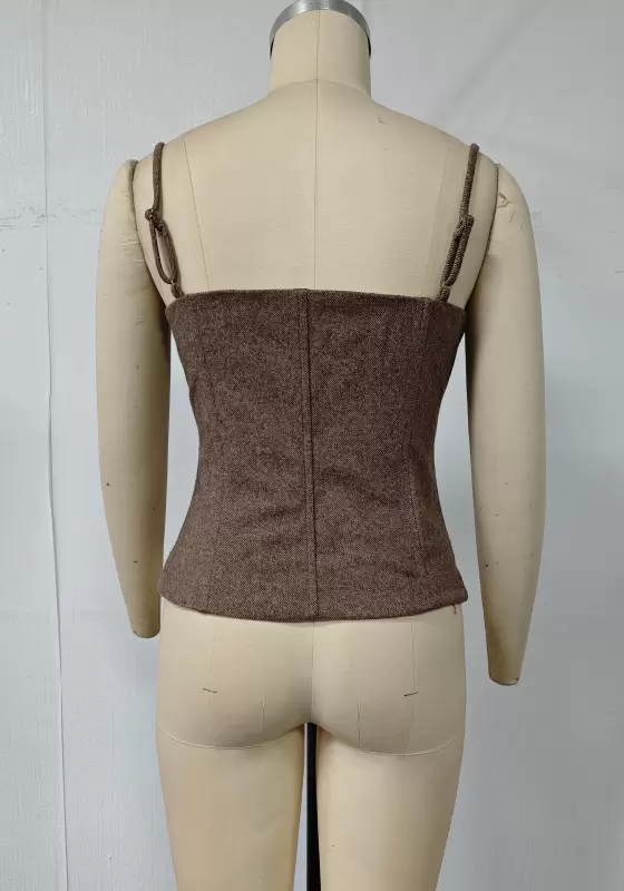 Tweed Corset Cami Top & Mini Skirt Set - Tailored Bustier Outfit for Women