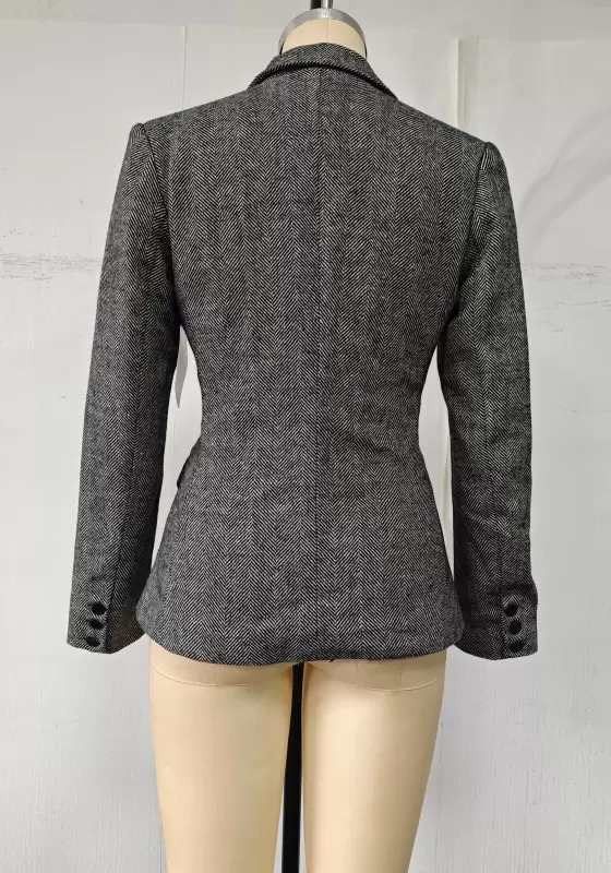 Wool-Blend Blazer & Midi Skirt Suit - Tailored Professional Outfit for Women