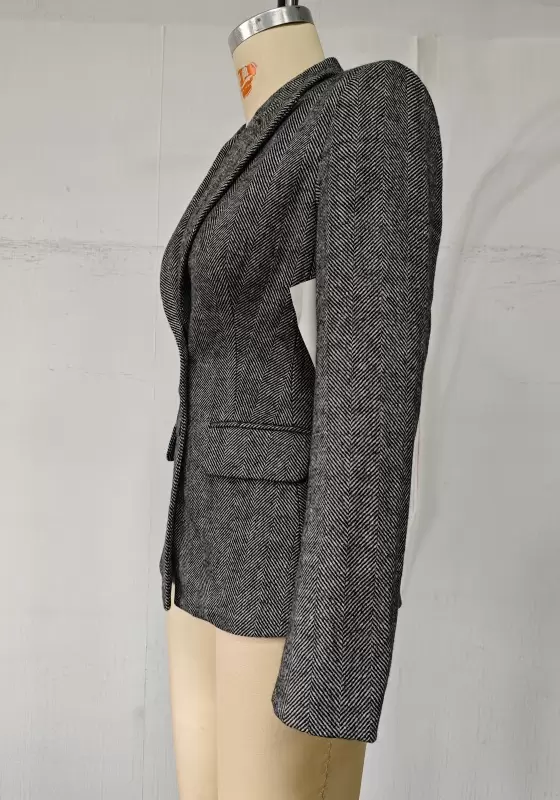 Wool-Blend Blazer & Midi Skirt Suit - Tailored Professional Outfit for Women