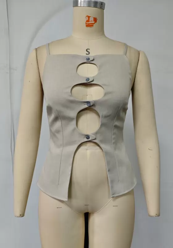 Cut-Out Cami Top & High-Waisted Wide-Leg Trouser Set - Trendy Minimalist Outfit for Women