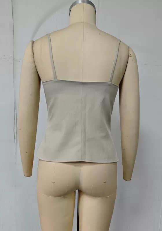 Cut-Out Cami Top & High-Waisted Wide-Leg Trouser Set - Trendy Minimalist Outfit for Women