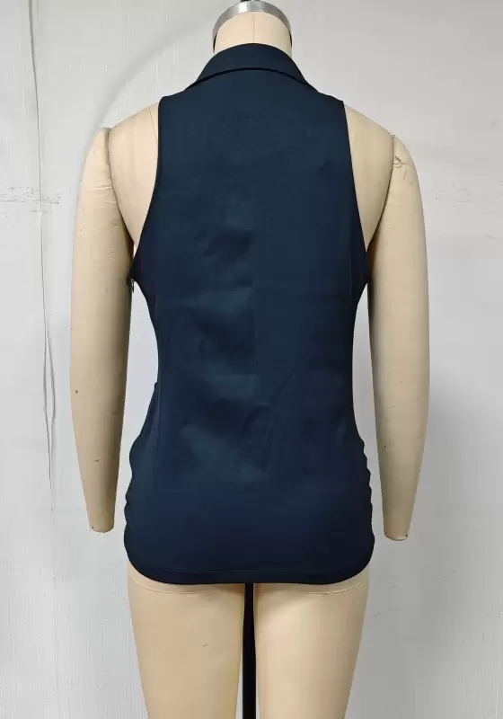 Twisted Front Sleeveless Blouse & Wide-Leg Trouser Set - Elegant Office-to-Evening Outfit for Women