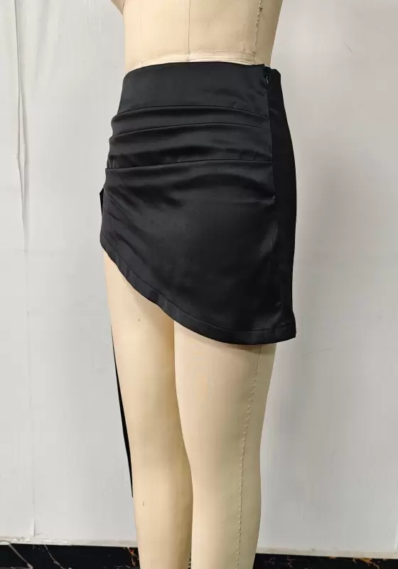 Satin Asymmetric Ruched Midi Dress - Sleeveless Square Neck Bodycon Dress for Women