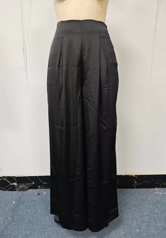 Satin Cami Crop Top & High-Waisted Wide-Leg Trouser Set