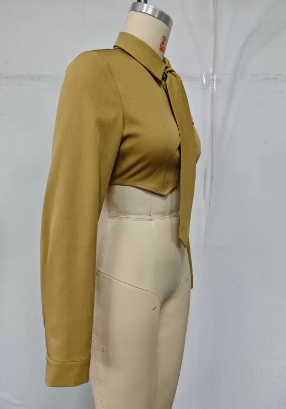 Tie-Front Blouse & High-Waisted Mini Skirt Set - Chic Secretarycore Office-to-Cocktail Outfit for Women