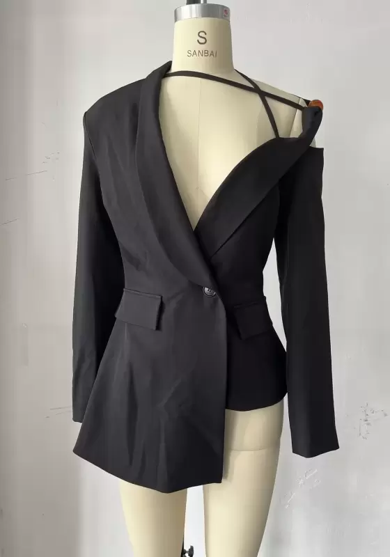 Backless Halter Blazer - Structured Tailored Suiting Top for Women
