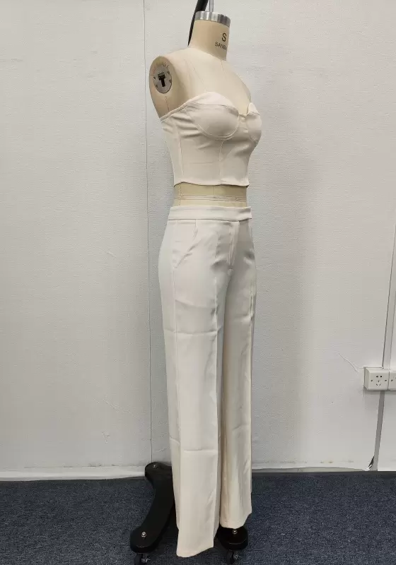 Women&rsquo;s Chic Corset Crop Top & High-Waisted Wide Leg Pants Set