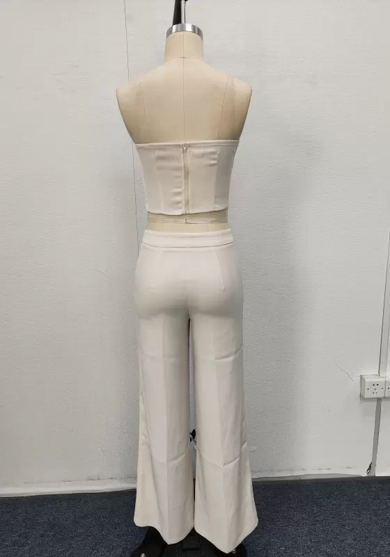 Women&rsquo;s Chic Corset Crop Top & High-Waisted Wide Leg Pants Set