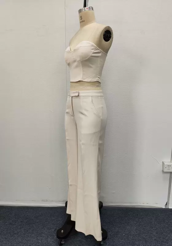 Women&rsquo;s Chic Corset Crop Top & High-Waisted Wide Leg Pants Set