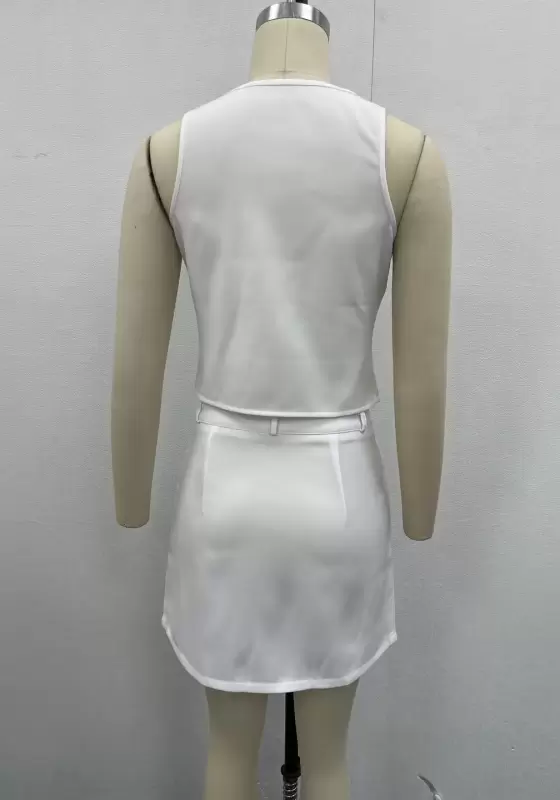 Women&rsquo;s V-Neck Sleeveless Vest & High-Waisted Mini Skirt Set | Office-to-Casual Wear