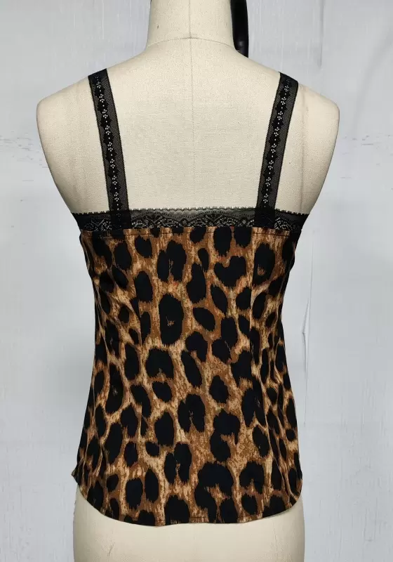 Women&rsquo;s Leopard Print Lace-Trimmed Camisole Corset Top | Sexy Slim-Fit Crop Top for Daily & Party Wear