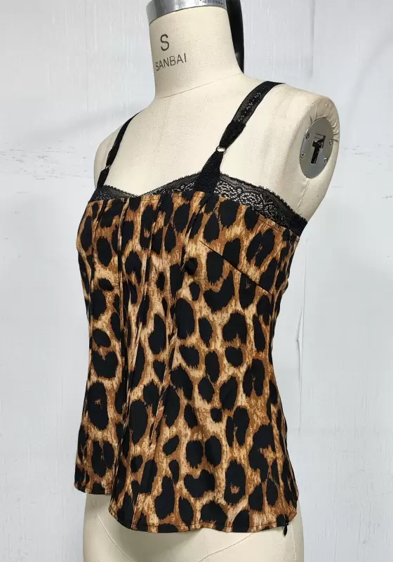 Women&rsquo;s Leopard Print Lace-Trimmed Camisole Corset Top | Sexy Slim-Fit Crop Top for Daily & Party Wear