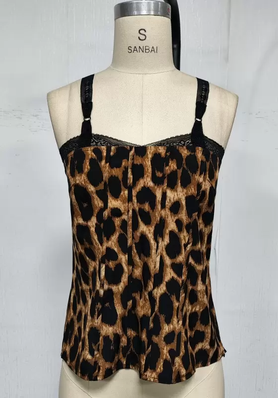 Women&rsquo;s Leopard Print Lace-Trimmed Camisole Corset Top | Sexy Slim-Fit Crop Top for Daily & Party Wear
